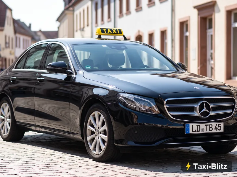 Taxi-Blitz E-Klasse in einer Altstadtgasse von Landau